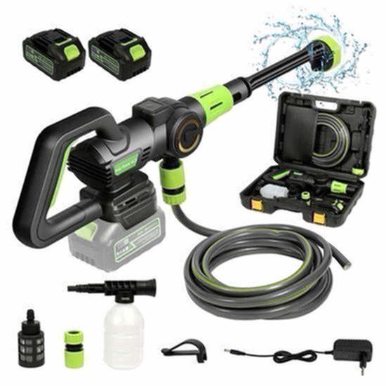 Hogedrukreiniger – Draagbare Reiniger – Accu Hogedrukspuit – Waterdrukpistool – Draadloze Schoonmaker – 1200W Borstelloze Motor – 120 Bar Druk met 6-in-1 Verstelbare Nozzles — afbeelding 3
