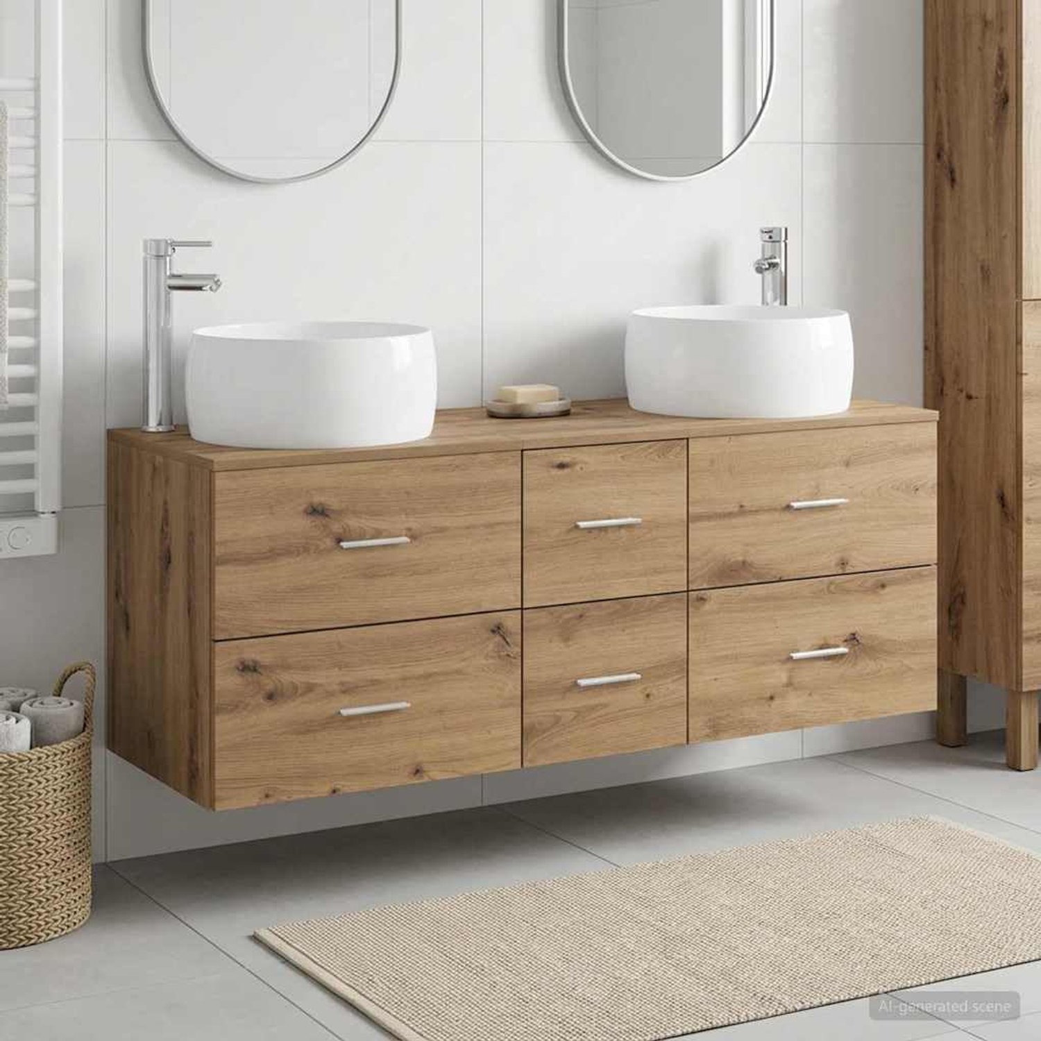 Badkamermeubelset 3 st. Artisan eiken 49,5 x 44,5 x 66 cm wastafel
