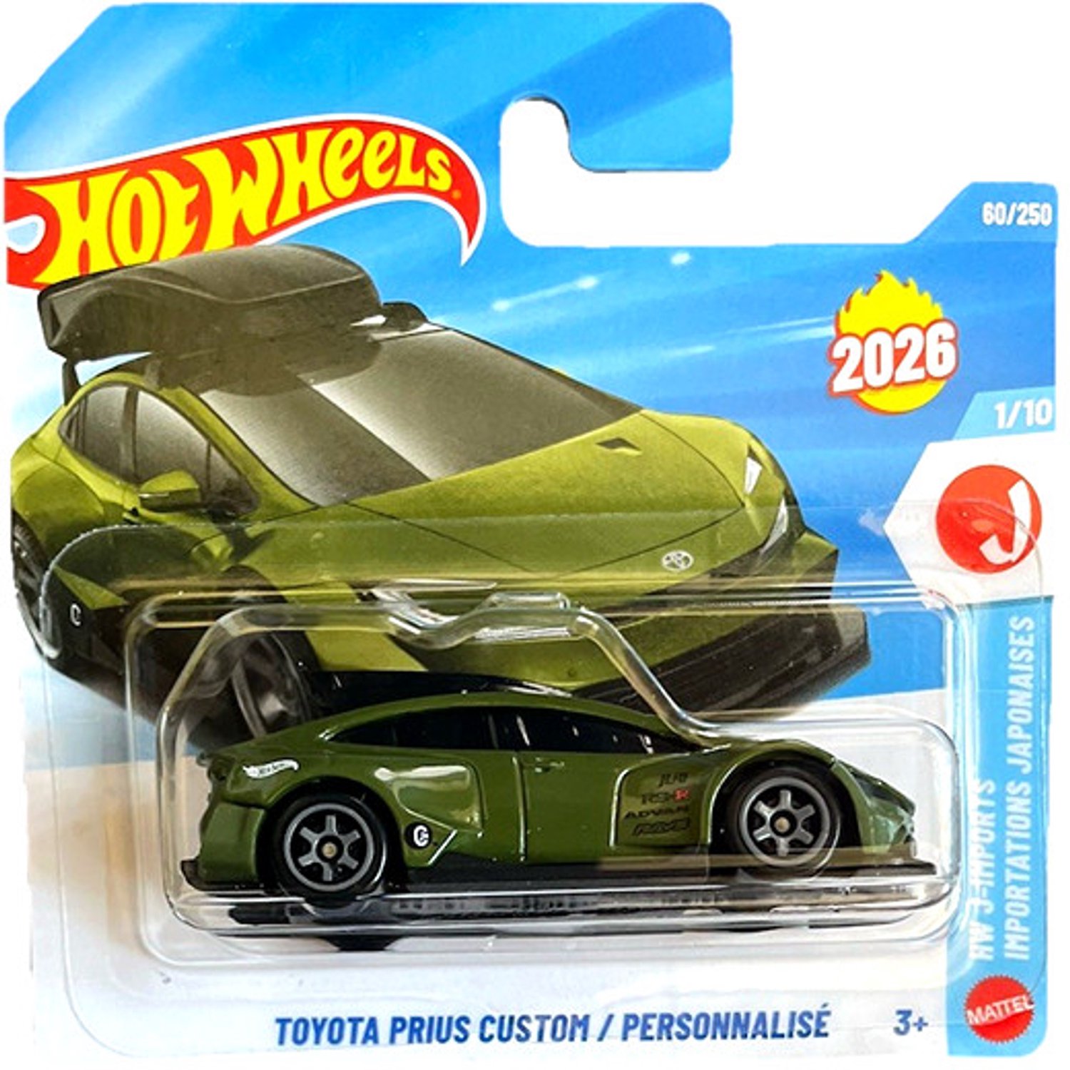 HOT WHEELS TOYOTA PRIUS CUSTOM PERSONNALISÉ MOSS GREEN 60/250 HW J-IMPORTS 1/10 SHORT CARD 2026