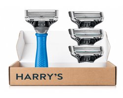 Harry's Scheerset Heren: Blauw Handvat, 3 Reservemesjes