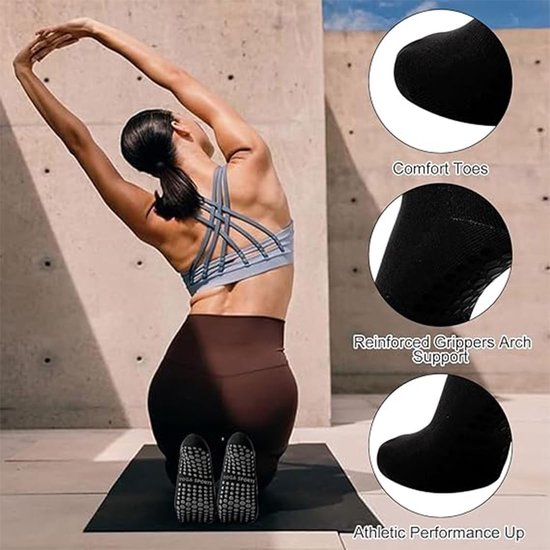 Pilates Sokken Dames - 3 Paar Antislip Yoga Sokken Katoen — afbeelding 5
