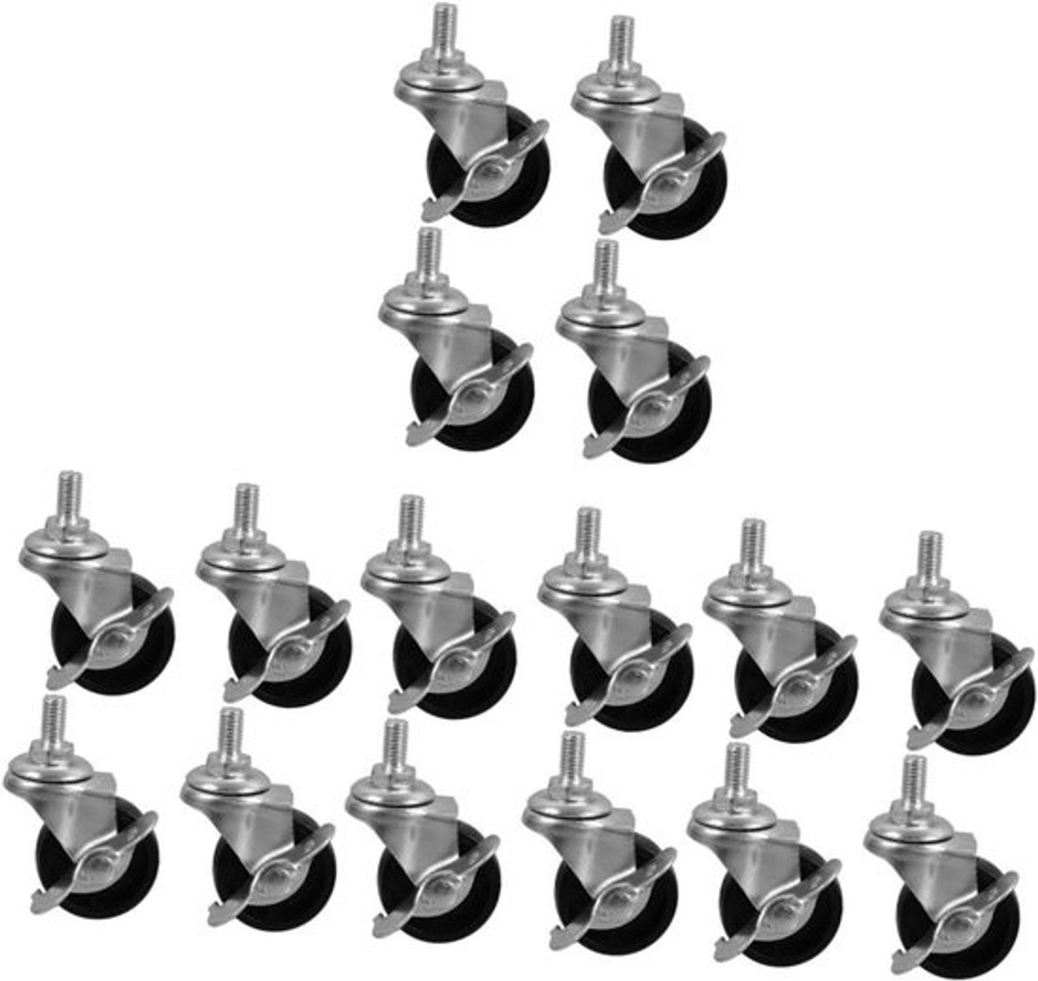Meubelwielenset - Zwenkwielen voor karren - Meubels verplaatsen - Met schroefdraad - 16 stuks - Zwart