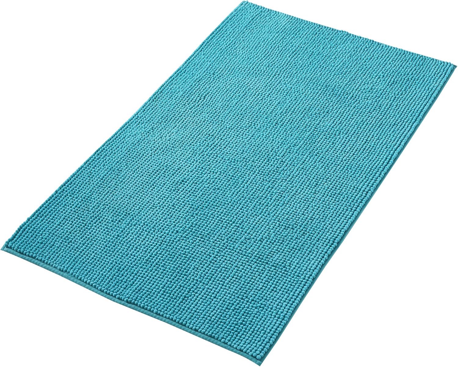 Anti-Slip av soft Chenille | Super absorberend en machinewasbaar | Te combineren als badmat set | Voor de badkamer, douche, bad of als WC mat | Turkoois - 70x120 cm