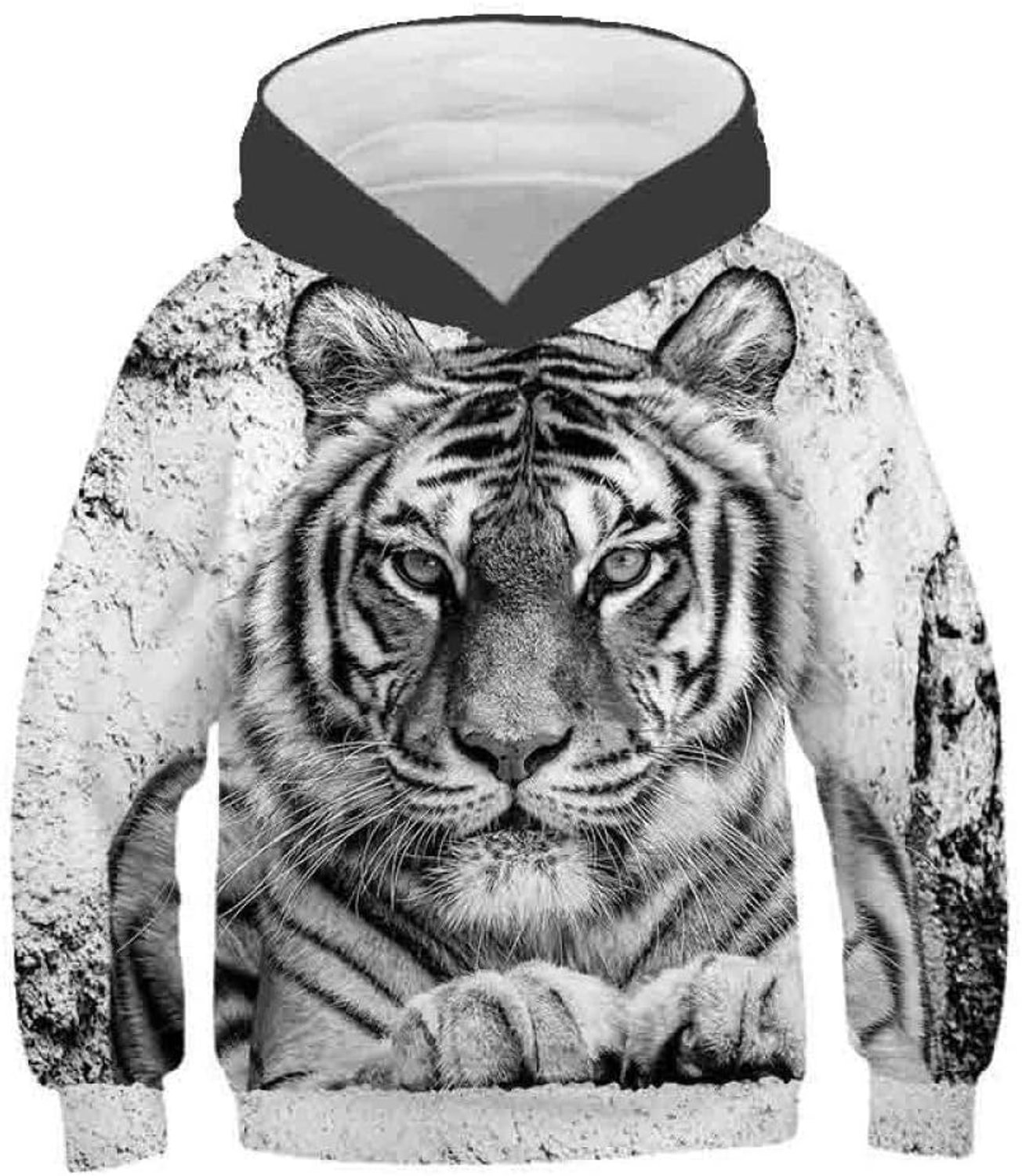 Hoodie 3D Print,3D Tiger Kids Hoodie Jongens Meisjes Dunne Sweatshirt Hoed Tijgerprint Tiener Jongens Meisjes Hoodie Trui