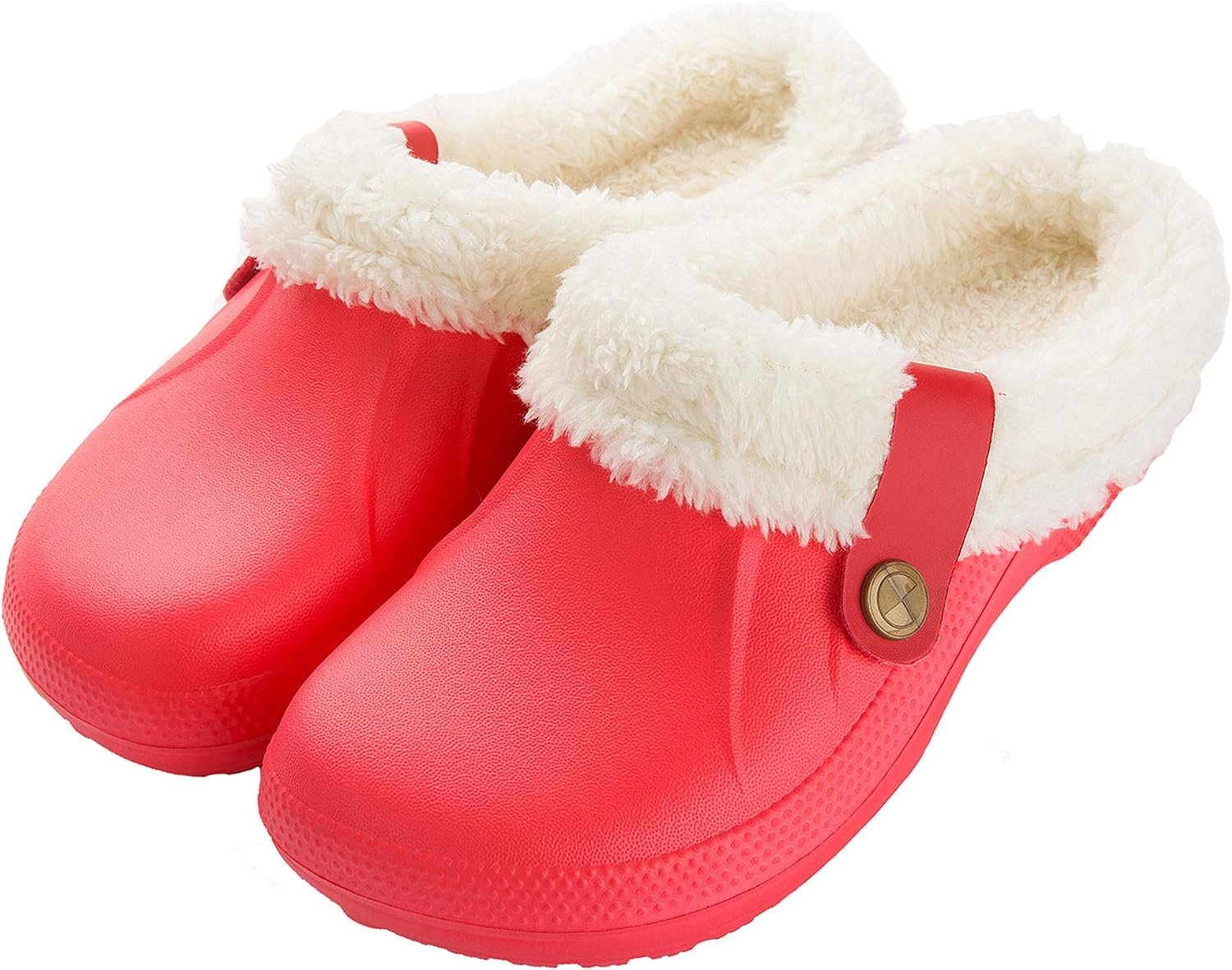 Gevoerde pantoffels met vacht, gesloten, voor binnen en buiten