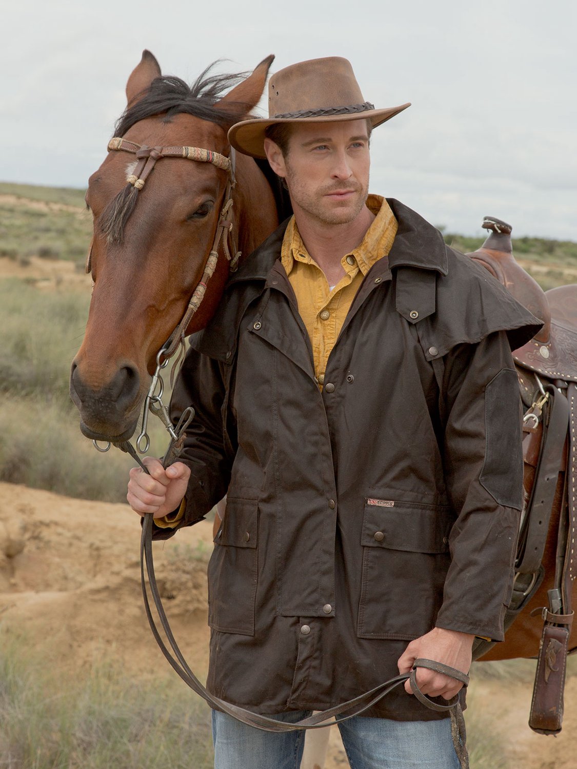 Scippis waxjas Drover Jacket Bruin