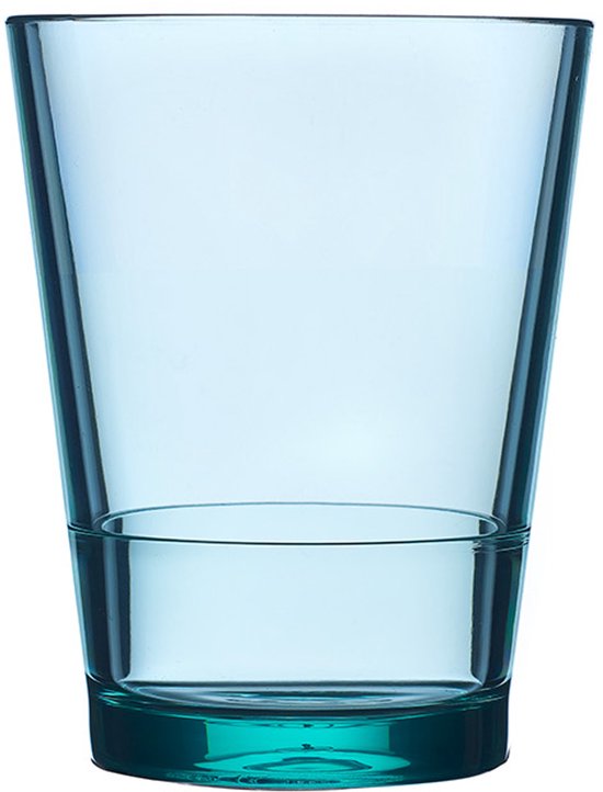 Transparant retro groen Mepal Flow drinkglas van 200 ml met een stevige bodem.