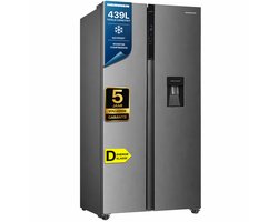 Heinner HSBS-HM439NFINVXWDD American Side-by-Side Koelkast met Waterdispenser 439 L – Smart-functie – ECO-functie – Deur-alarm – RVS – 5 Jaar Garantie