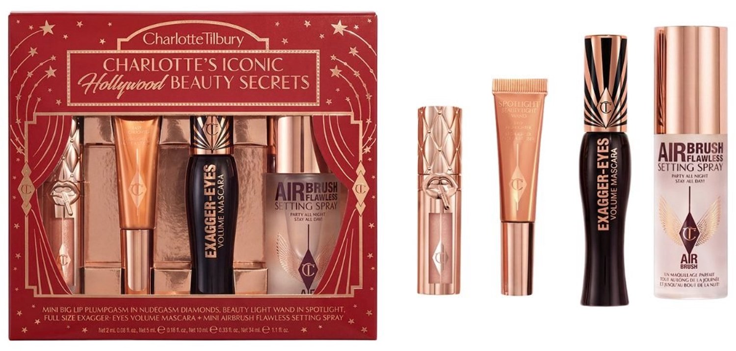 Charlotte Tilbury - Charlotte's Iconic Hollywood Beauty Secrets - Mascara, Beauty Light Wand, lip plumper en setting spray - Limited Edition Make-up Cadeauset