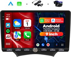 Boscer 2 Din Autoradio - Geschikt voor Ford Ka (2008-2014) - Draadloos Apple CarPlay & Android Auto - Vernieuwd Bedieningspaneel - 9 Inch HD Touchscreen - Android 15 - 4+64GB - WiFi, Bluetooth & USB - Camera & Microfoon