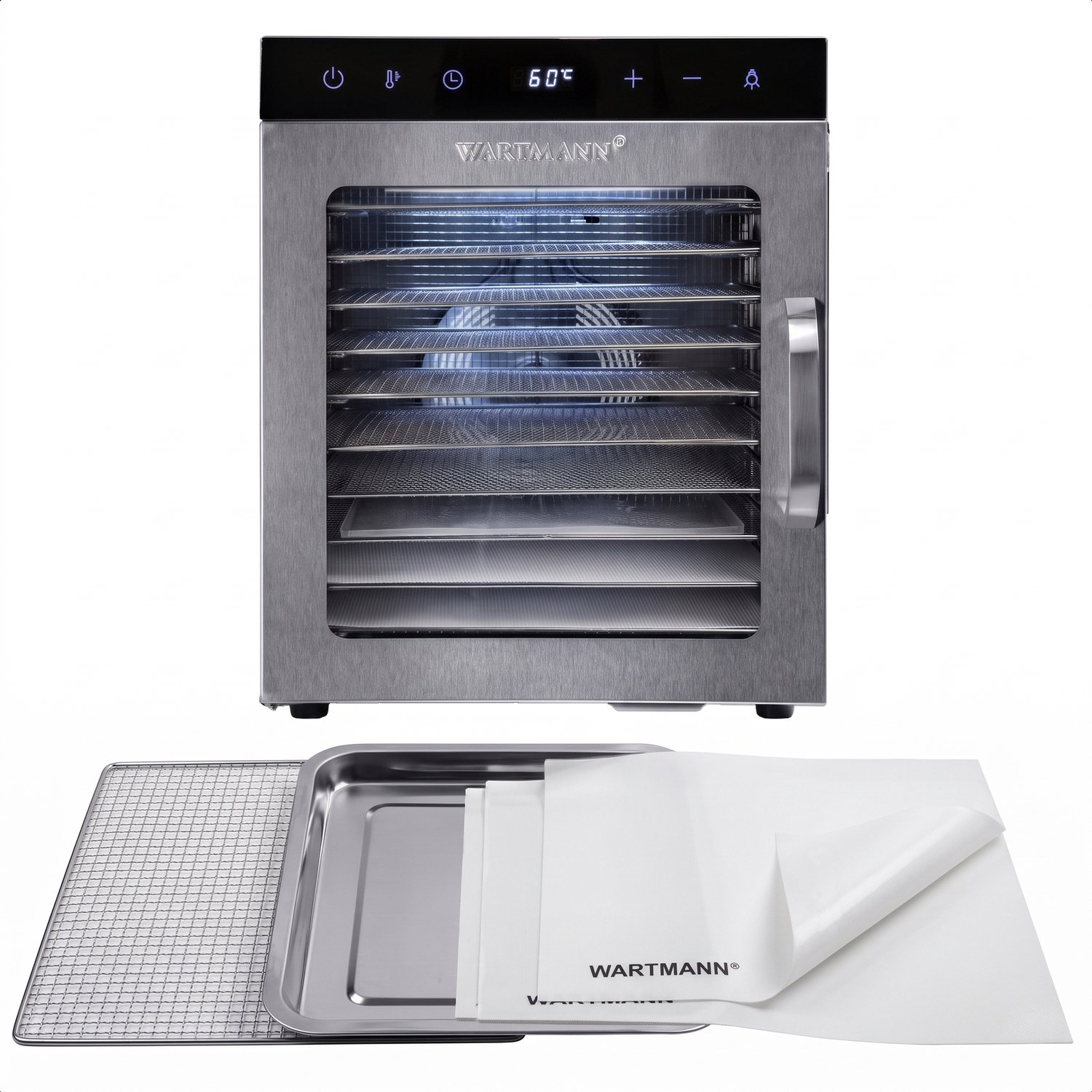Bol.com Wartmann Voedseldroger set - Nieuwste Model professionele Dehydrator - 10 laags Droogoven - 3 Siliconen Bakmatten - WM 2... aanbieding