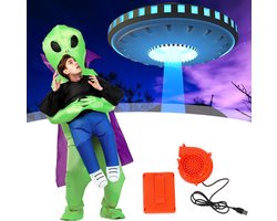 Juksun® - Carry Me Alien Ontvoering Kostuum - Opblaasbaar Buitenaards Pak - Inclusief Blazer en Batterijdoos - Hilarisch Verkleedpak voor Volwassenen 150-190 cm - Carnaval Halloween