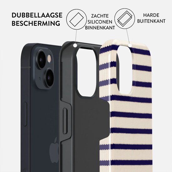 Dubbellaagse bescherming: zachte siliconen binnenkant en harde buitenkant voor de iPhone.