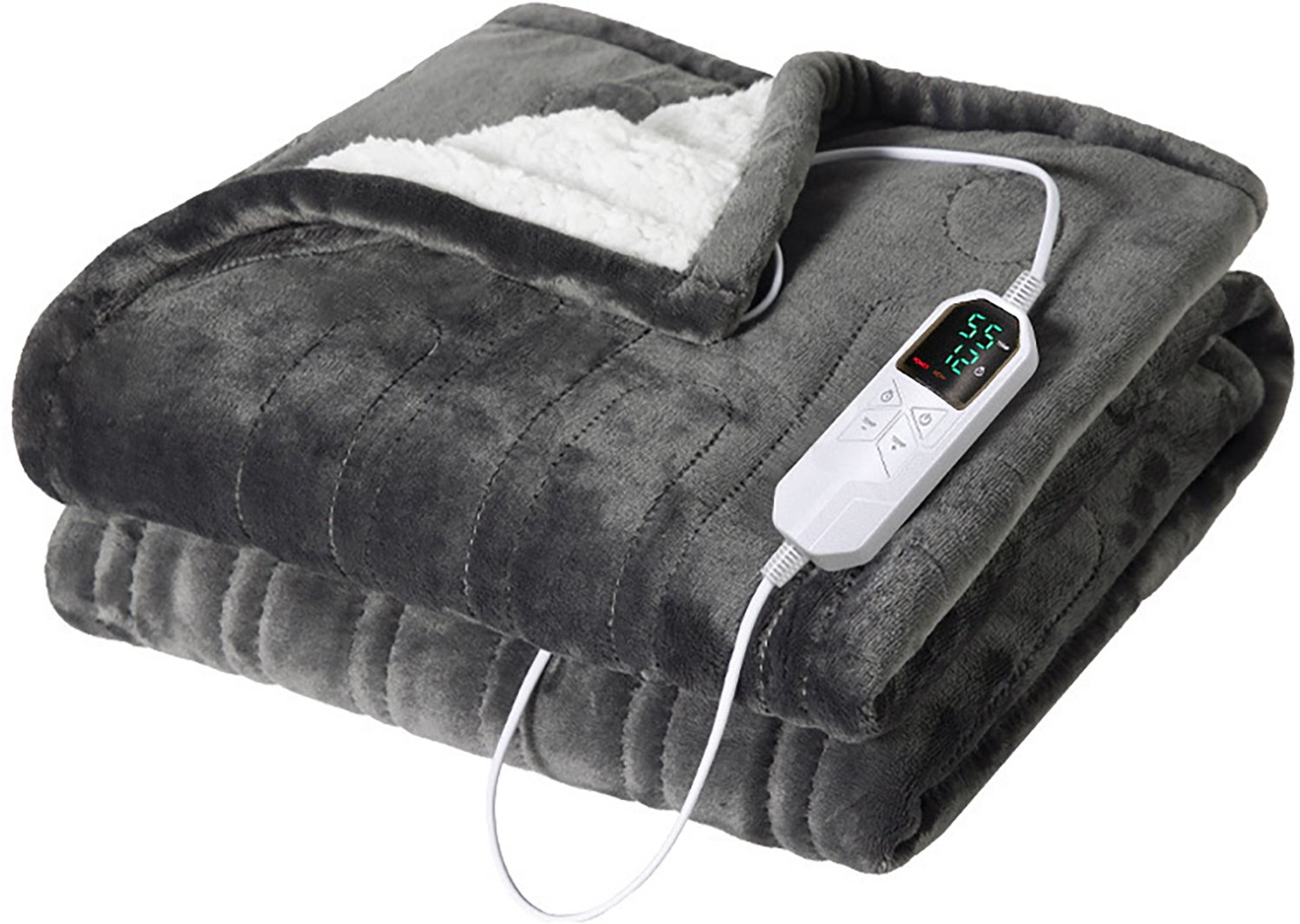 Elektrische Deken - Elektrische Bedverwarming - Verwarmingsdeken - Flanel - Witte Regelaar - 125x150 - 9 Warmtestanden - Automatische Uitschakeling na 12 Uur - Wasbaar - Voor Op Bed