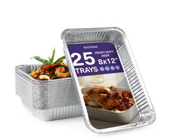 Matana – 25 Stuks Aluminium Bakjes Rond, 2000ml (32x22cm) – Sterk – Airfryer, BBQ, Koken, Bakken, Grillen & Invriezen