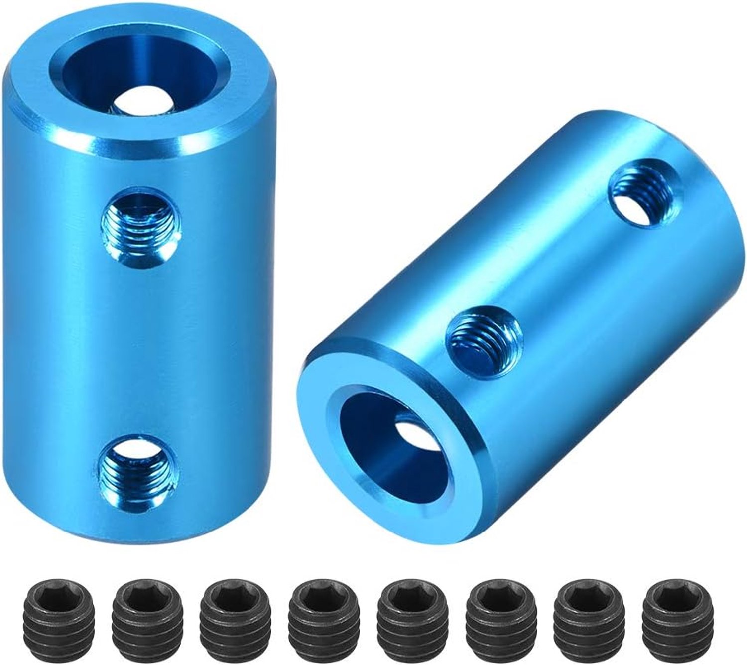 Schachtkoppeling 8mm - 25mm lang - starre koppeling - geschikt voor 3D-printers, CNC-machines - 2 stuks - Vemera