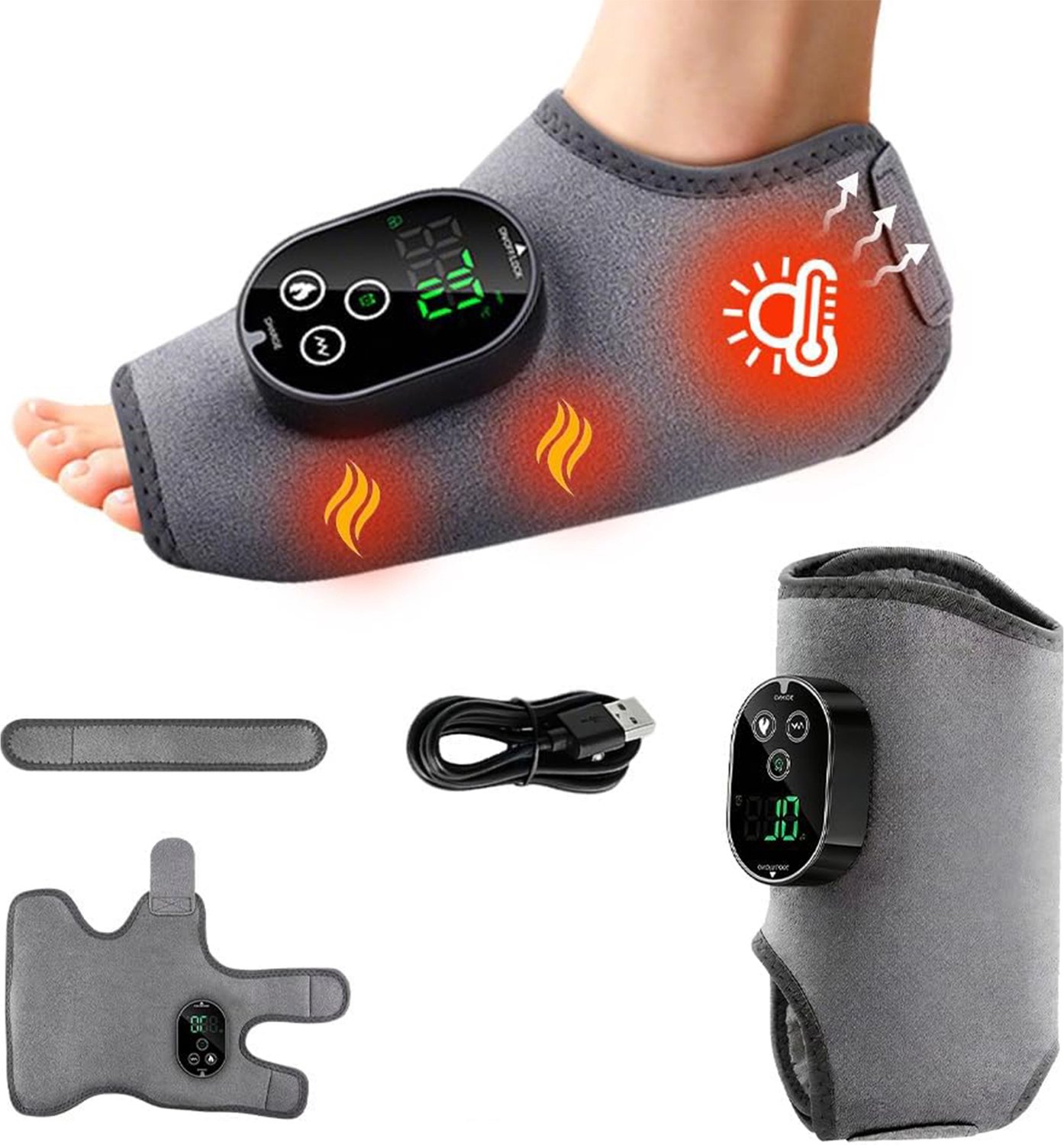 Lifhelpe Voetmassageapparaat - Met warmte en massagefunctie - 3 massagestanden 6 warmteniveaus - 3000mAh oplaadbare accu - Voor voeten enkels hielen