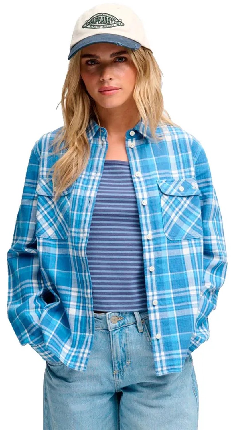 Superdry Lumberjack Check Flannel Overhemd Met Lange Mouwen S Vrouw Blauw