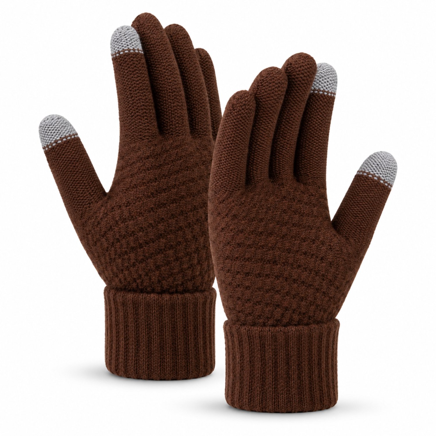MoodLux Touchscreen Winter Handschoenen - 100% Zachte Acryl - Winddicht - Waterafstotend - Comfortabel One Size - Dames & Heren - Perfecte Pasvorm - Bruin