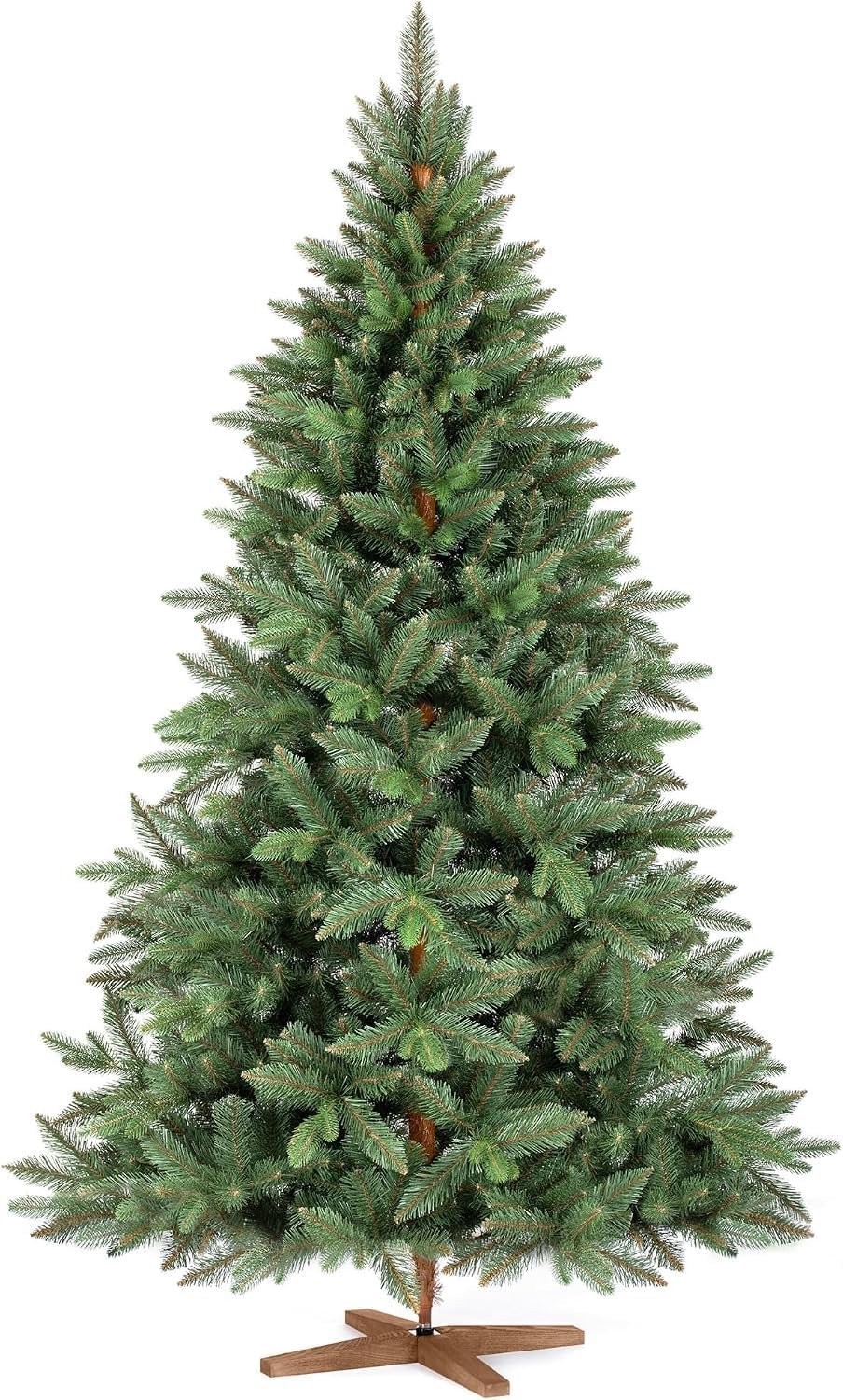 FAIRYTREES Kunstkerstboom, Nordmann-spar, 120 cm Natuurgetrouwe spuitgietelementen, made in EU (FT34)
