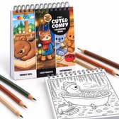 Joya Creative Cozy Cuties Kleurboek voor Volwassenen en Kinderen - Cozy Coloring Book - 124 Pagina's - 3 Thema's - Ringband - 20x20 cm