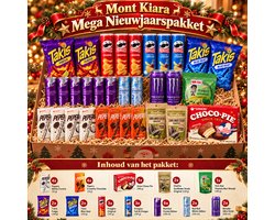 Mont Kiara Mega Nieuwjaarspakket – 32 Stuks – Luxe Kerst Snackbox & Partybox – Takis, Pringles, Red Bull, Monster, Pepero, Choco Pie & Aziatische Snacks – Feestelijk Cadeaupakket