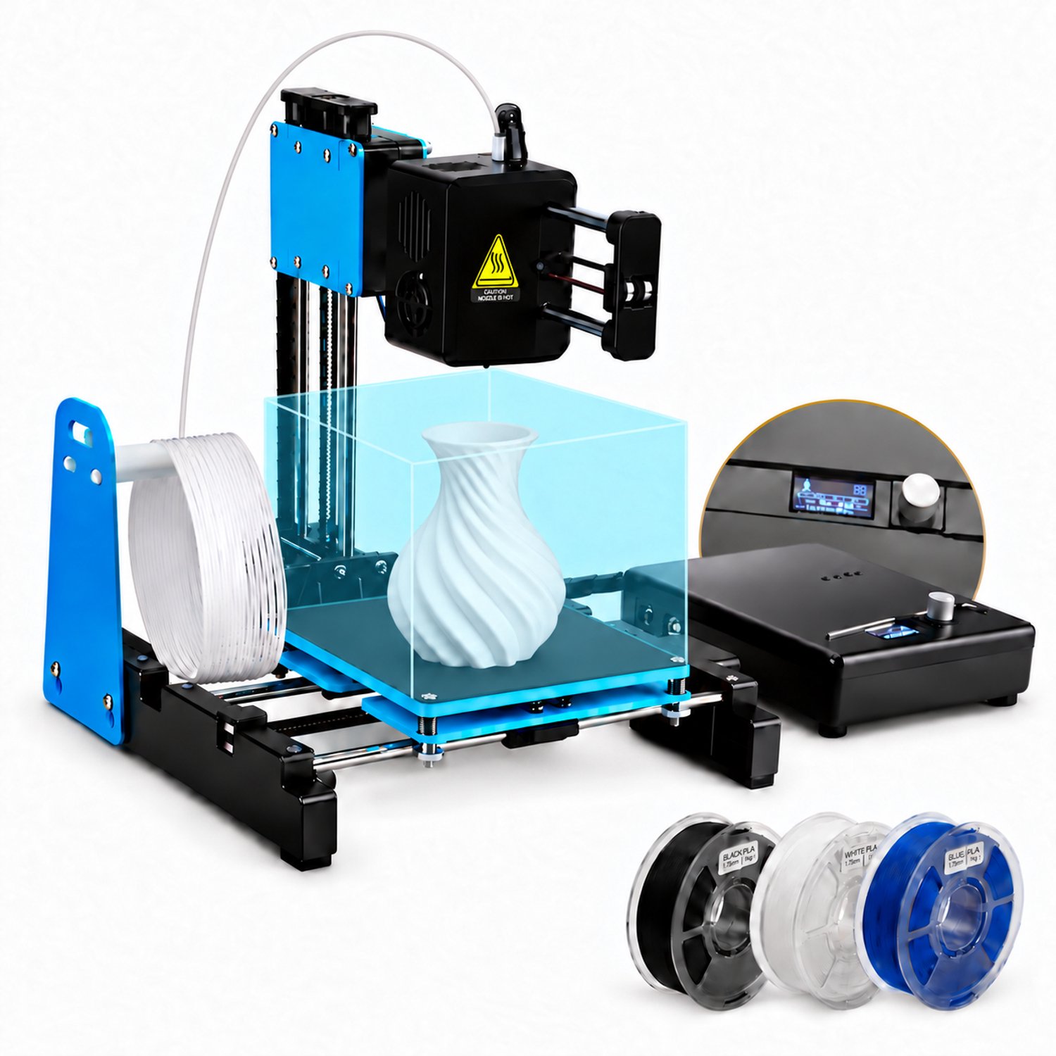 Asawa 3D Printer – Inclusief PLA-filament in 3 kleuren – Compact FDM – Met e-book en TF-geheugenkaart