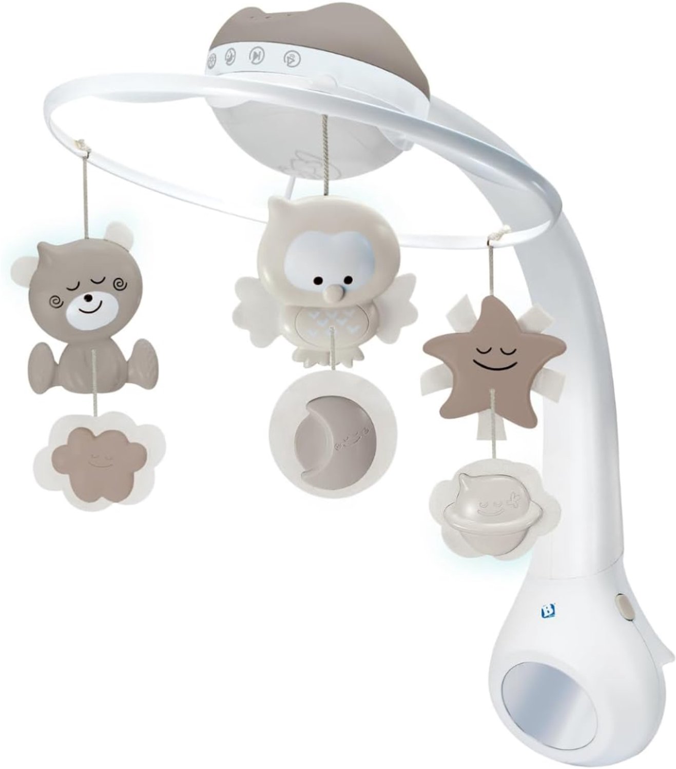 Levo® Boxmobiel Houder - Mobiel Houder Met Muzieklicht En Timerfunctie - Boxmobiel Met 150 Melodieen - Babymobiel - Muziekmobiel - Wit - 41cm x 31cm x 14cm