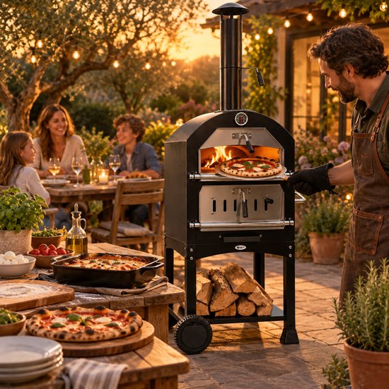 HEAT Pizzaoven Ovnhus - Houtgestookte Pizzaoven - Met Barbecue Grill - Makkelijk te Verplaatsen - 50x36x160 cm van Merkloos — afbeelding 4