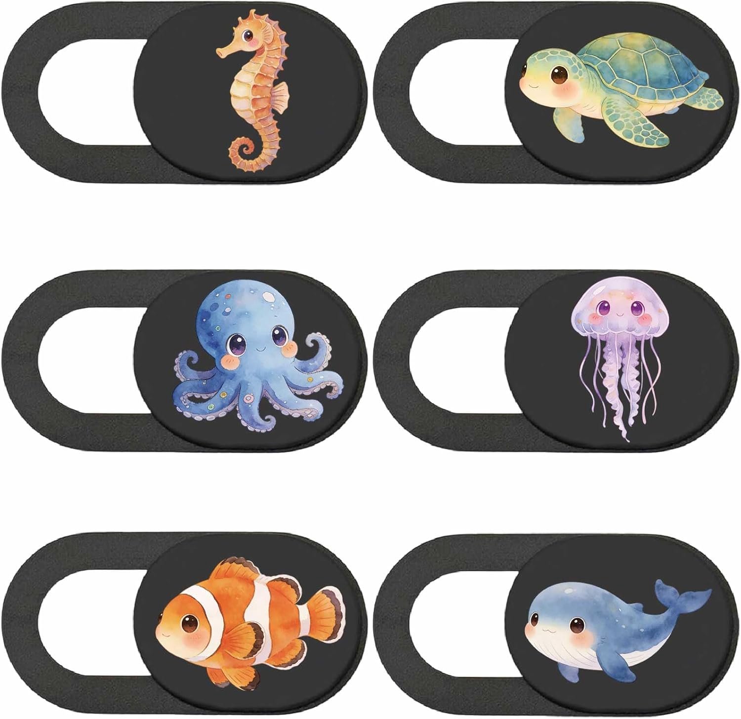 Webcam deksel, 6 stuks, diverse designs, 1 inch, ultradun