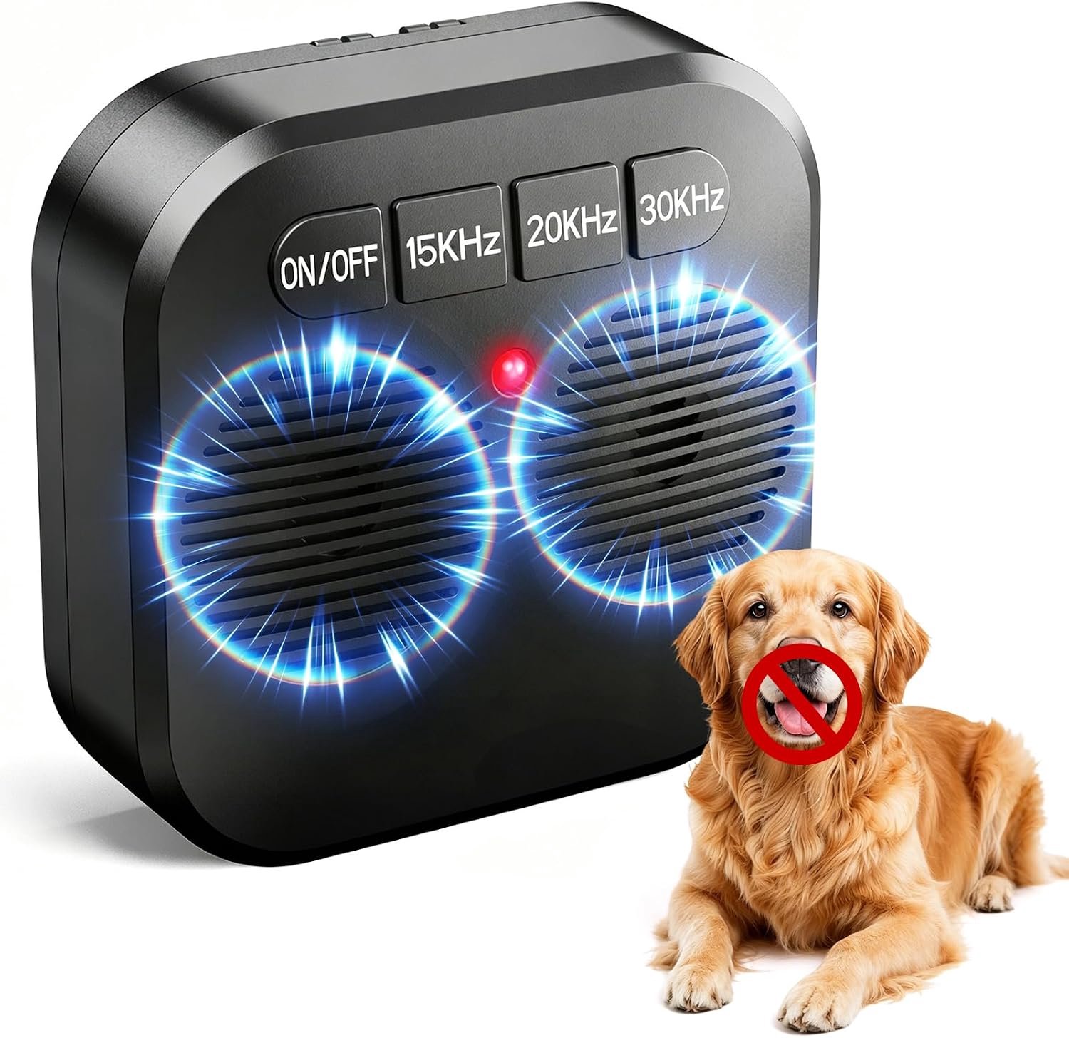 Apparaat voor honden met ultrasone technologie - 2 zenders - 3 intensiteitsniveaus - 10 meter bereik