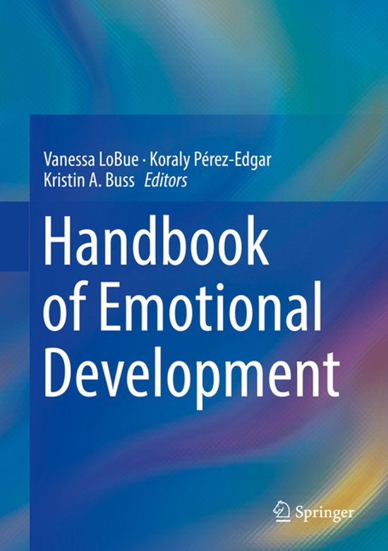 Boekomslag Handbook of Emotional Development met abstracte blauwe en paarse achtergrond en Springer-logo.