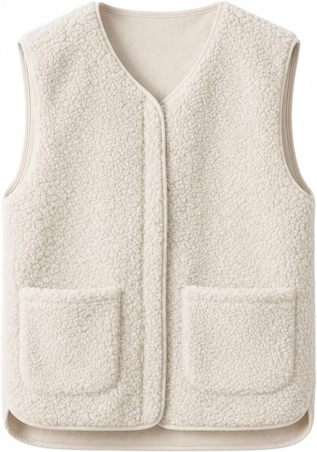 Fleece Weste, Sleeveless, V-hals, Knopen