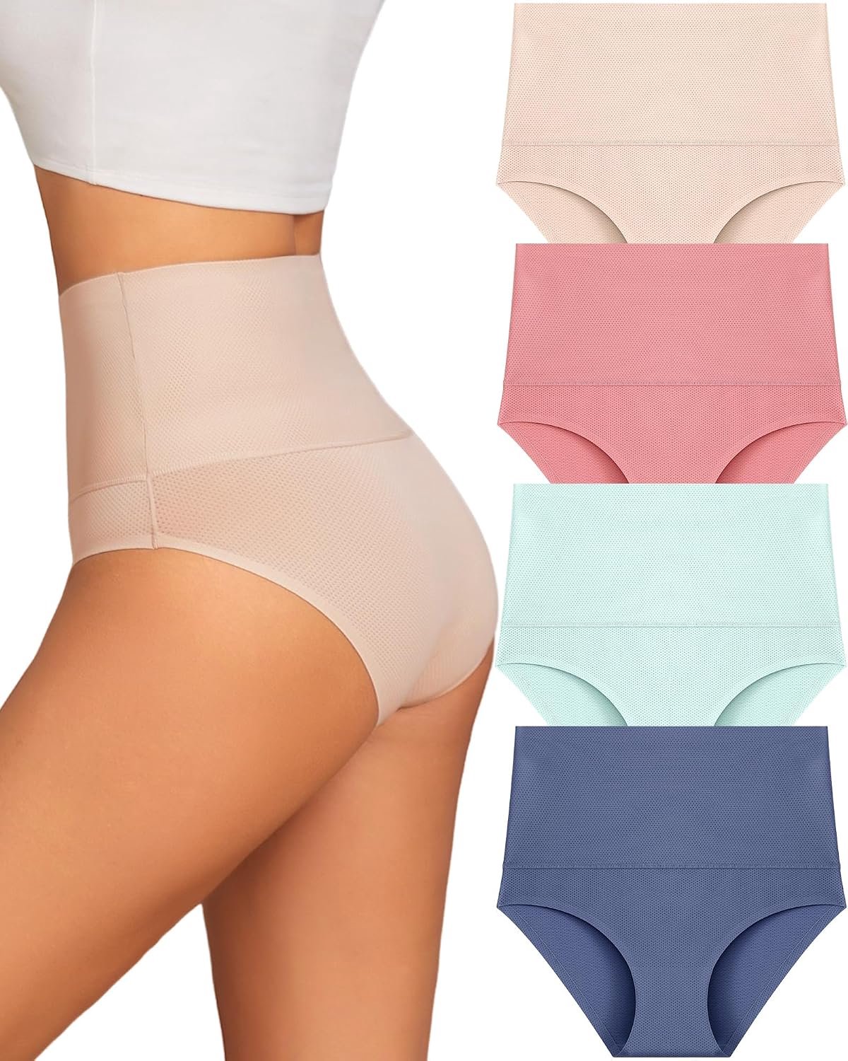 Slips, hoge taille, set van 4, maten S-3XL