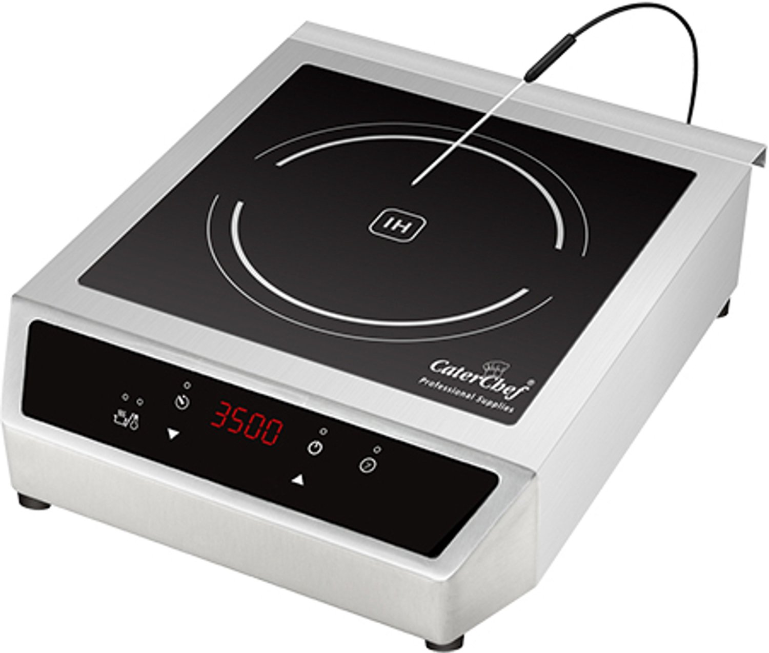 Caterchef - Inductiekookplaat - 1 zone - 3500 Watt - RVS - Digitale timer - Met temperatuursonde - 60-240 °C