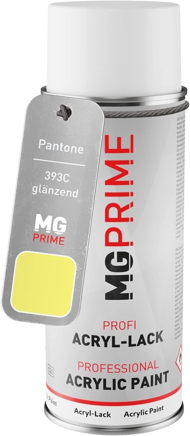 Acryllak spuitbus 400ml - Pantone 393C Geel - sneldrogend - professionele kwaliteit - m-winkel
