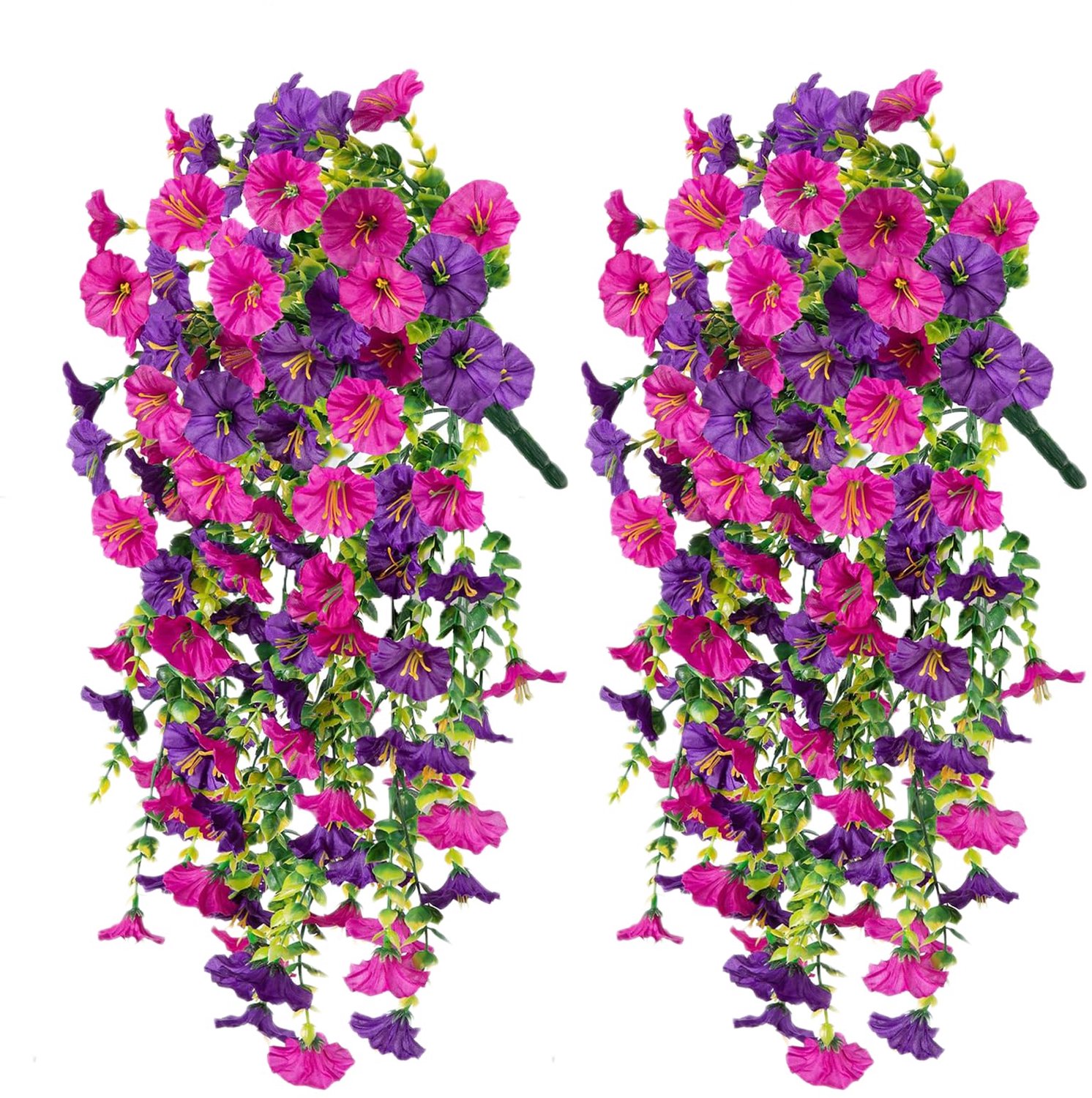 Lifhelpe 2 Stuks kunstherfstbloemen,75CM,Kunstplant,Hangplant Kunstplanten,Nep planten,Planten voor buiten,Nepplanten Kunst plant - Kunstbloemen - UV-bestendig - Nep herfsthangbloemen, patio, tuin, balkon,Paarsrood