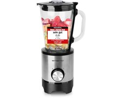 BL-130988 Blender met glazen reservoir van 1,5 liter, BPA-vrij, crush ice functie, 2 snelheden + pulse-functie, 4 messen van roestvrij staal, 2 veiligheidsschakelaars in kan en deksel, 500 W