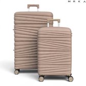 MRKA® Santiago - Reiskoffer duoset - 2-delig Kofferset (S + L) - Taupe - Kofferset - Koffersets - Koffers - Reisbagage - Valies - Lichtgewicht - Polypropyleen Koffer - TSA Slot - Cijferslot - 360° Wielen - Koffers Met Wielen - 37 Liter en 91 Liter