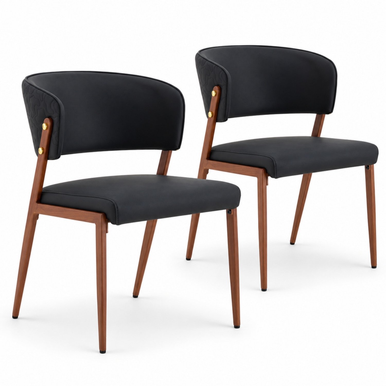 LONG DRAGON - Eetkamerstoelen - Set van 2 - Zwart - Gepolsterde zitting en rugleuning