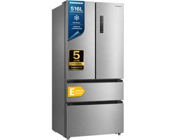 Heinner HCFD-M516INVXE++ French Door Amerikaanse Koelkast – 516 L – No Frost – LED Touch Display – InoxCool Technology & ADT Fresh System – RVS – 5 Jaar Garantie