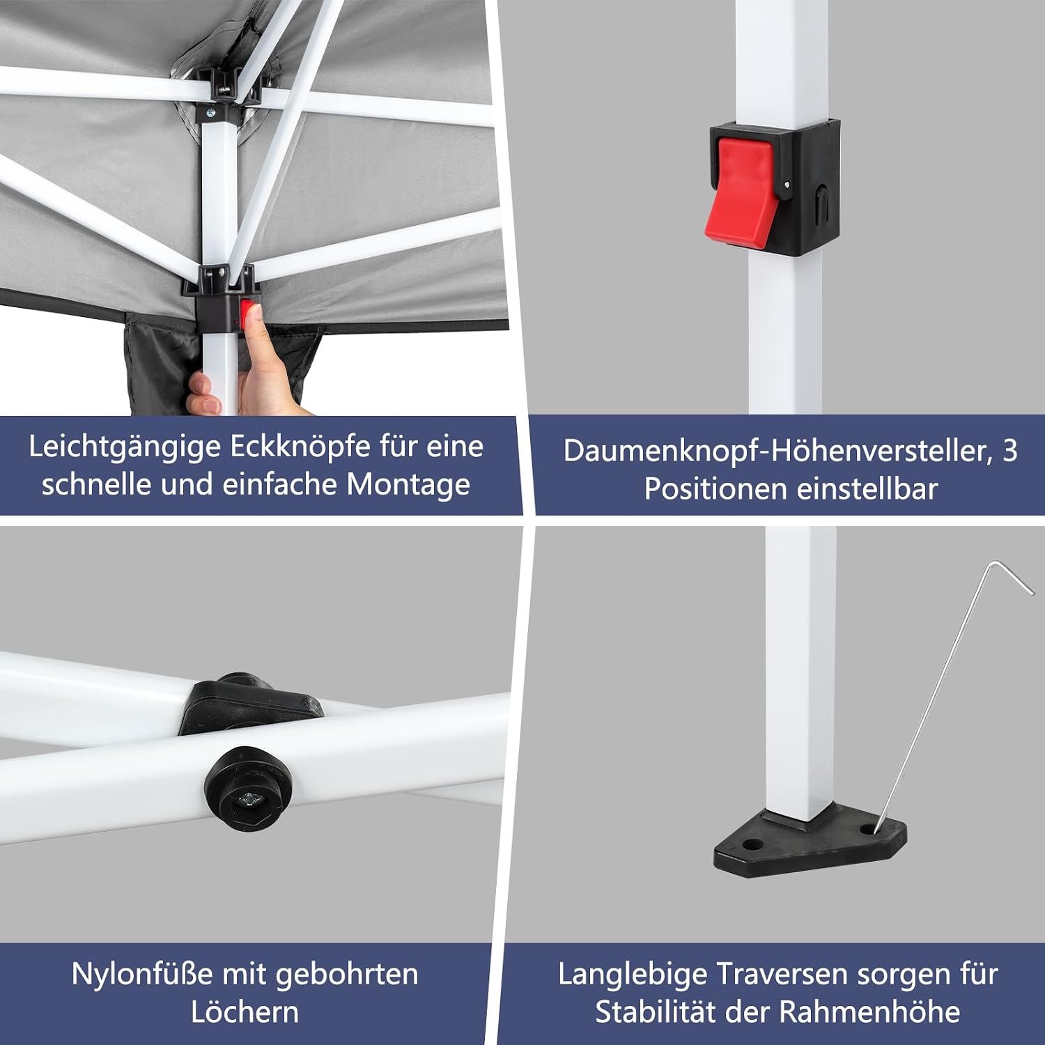 Partytent 3x6m - Vouwpaviljoen Waterdicht met 6 Zijwanden - Winterbestendig & UV50+ - Opvouwbaar & Verstelbaar - Zwart - Laura Homestore
