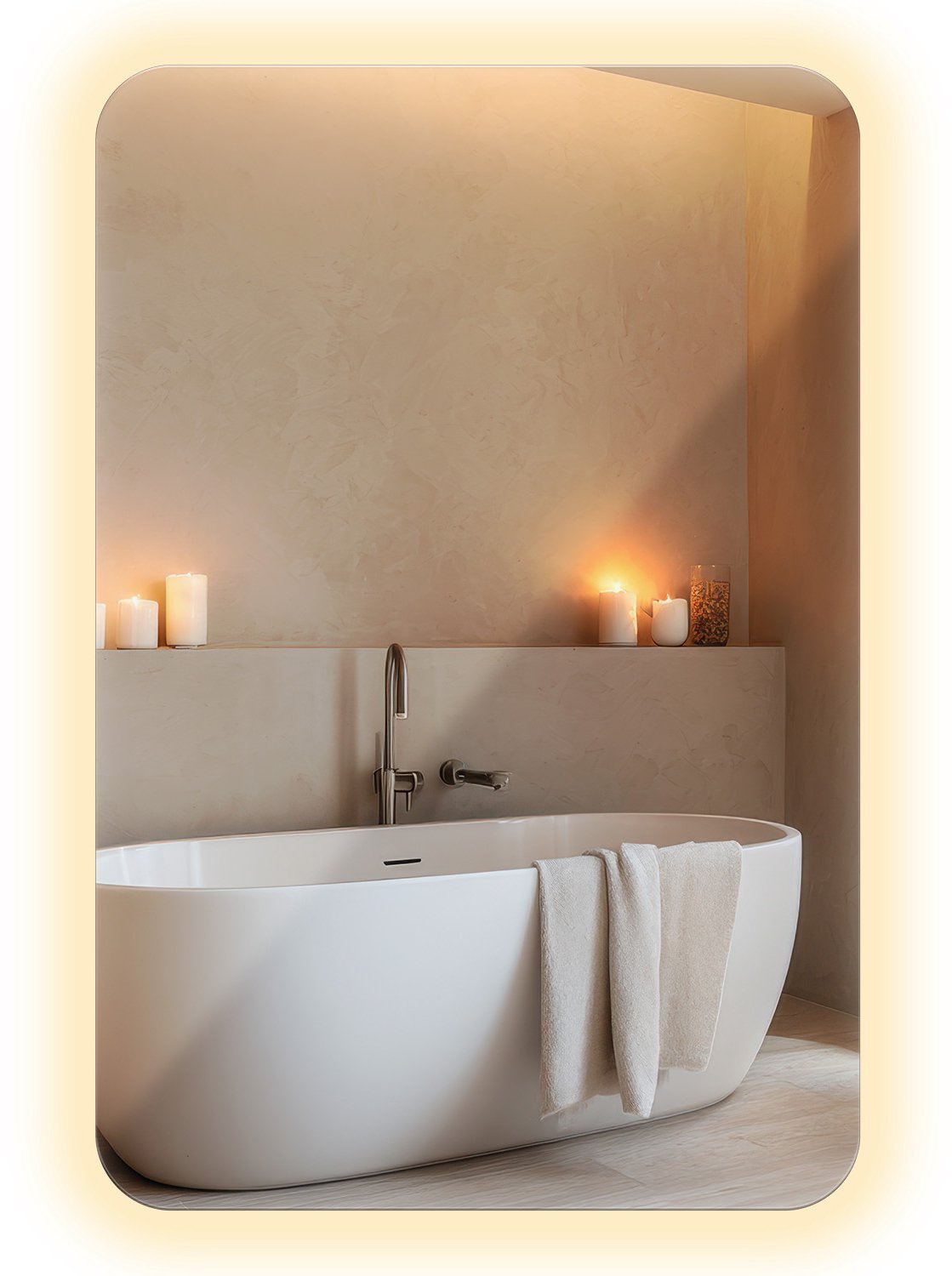 TULUP LED Spiegel - Rechthoekig met Verlichting - 40 x 60 cm - LED Badkamerspiegel - Afgeronde Hoeken - Warm Wit 3000K - Wandspiegel LED - Decoratief