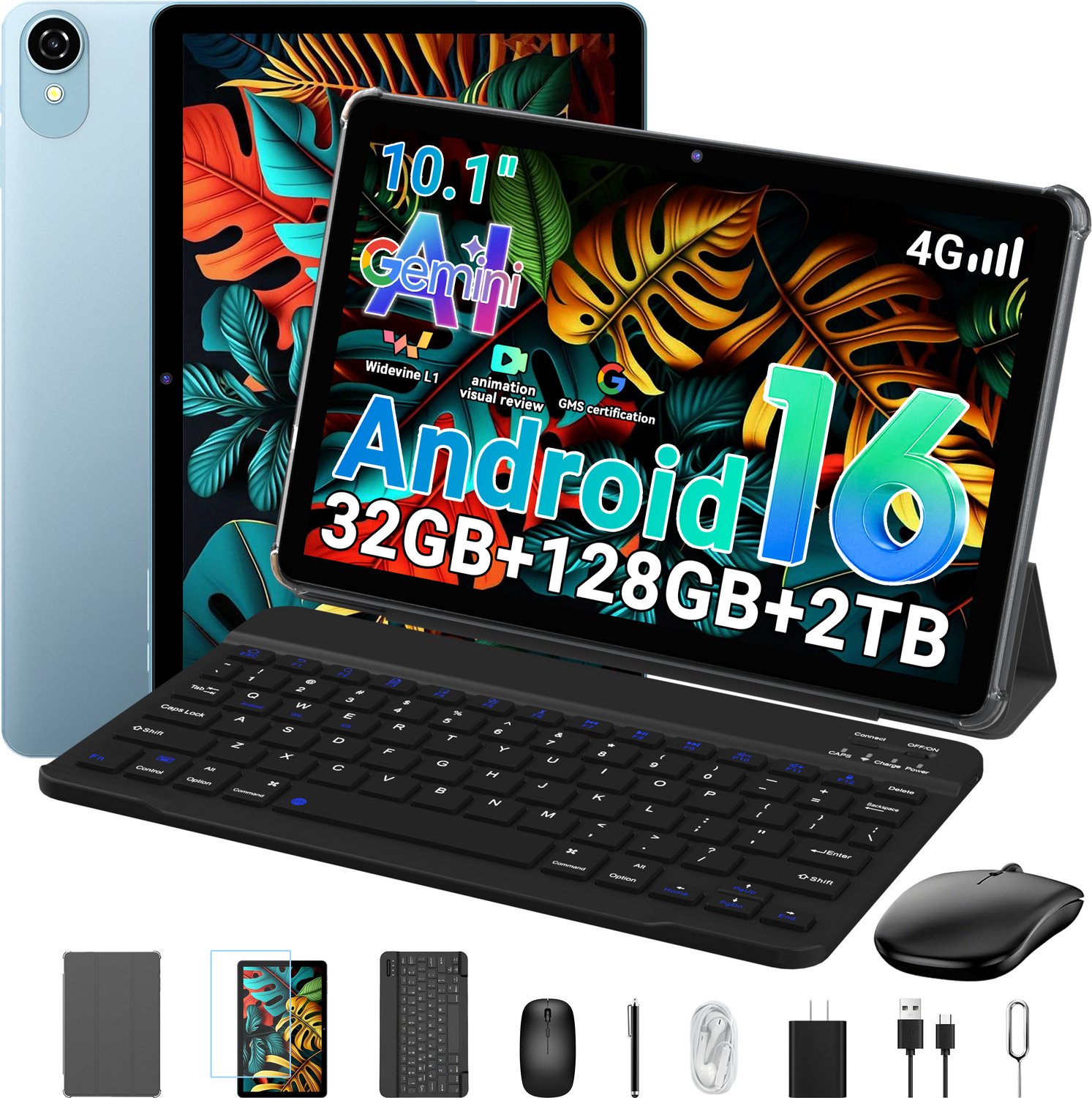 ExcitPower W80 Tablet - 32GB RAM - 128GB ROM - 6000mAh - Met Toetsenbord - Hoes - Stylus - Muis - Gemini AI - Blauw