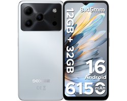 DOOGEE Note 56 Lite - Dual SIM Smartphone - Android 16 -12 GB RAM + 32 GB ROM / 2 TB TF - UNISOC SC9863A - 6150 mAh - 8,5 mm ultraslank - 6,56 inch HD+ - 8 MP + 5 MP - Face ID -Wit