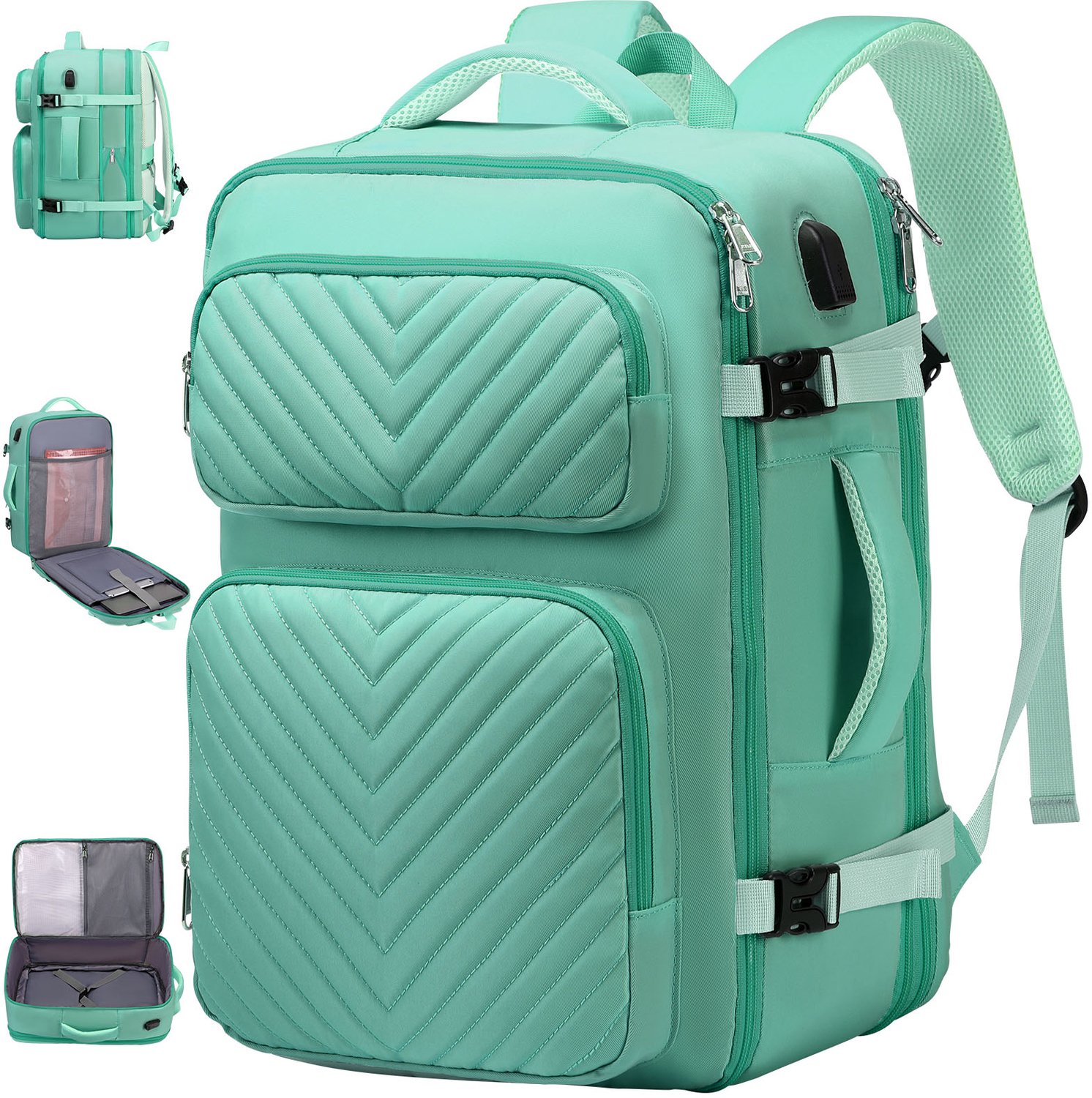 Handbagage 40x30x20 cm Reistas – Uitbreidbaar Reisrugzak 45L- Underseater Rugzak - Weekendtas - dagrugzak – Groente