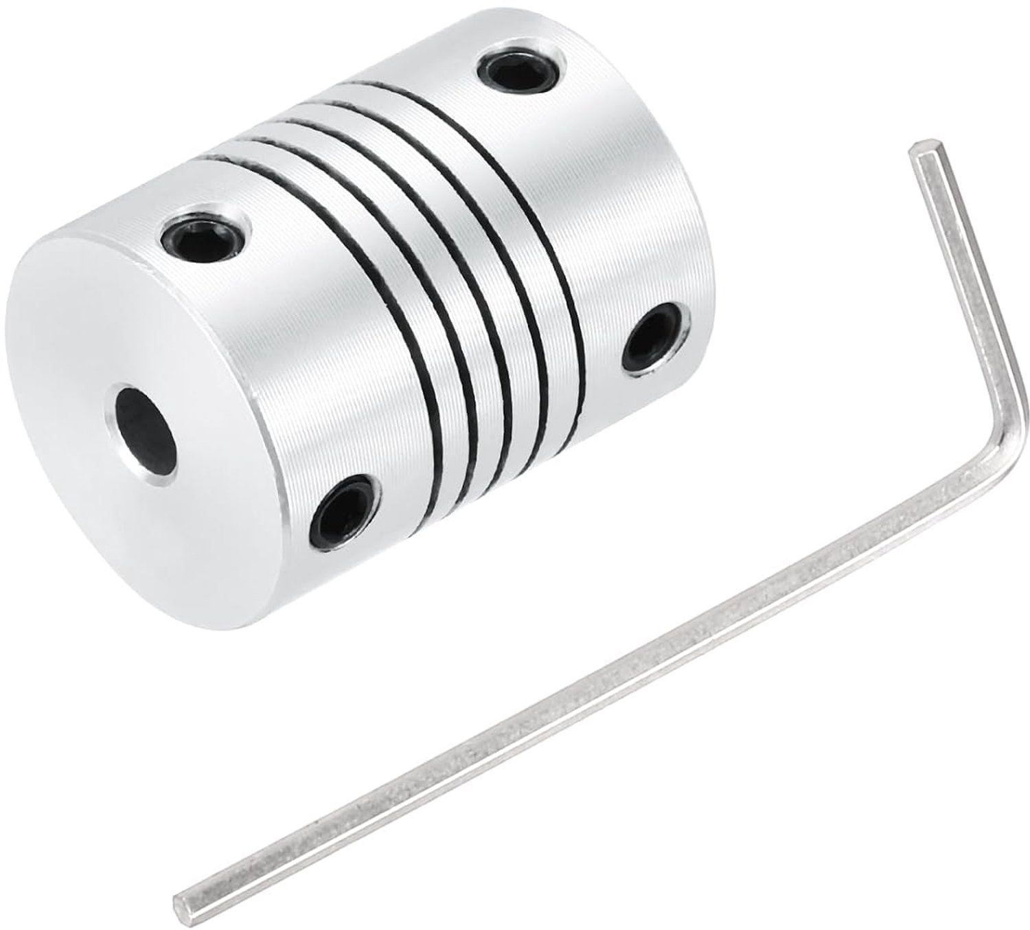 Askoppeling 4 mm tot 4 mm - aluminiumlegering - flexibele koppeling - geschikt voor 3D-printer en CNC-machine - ServiceTopper