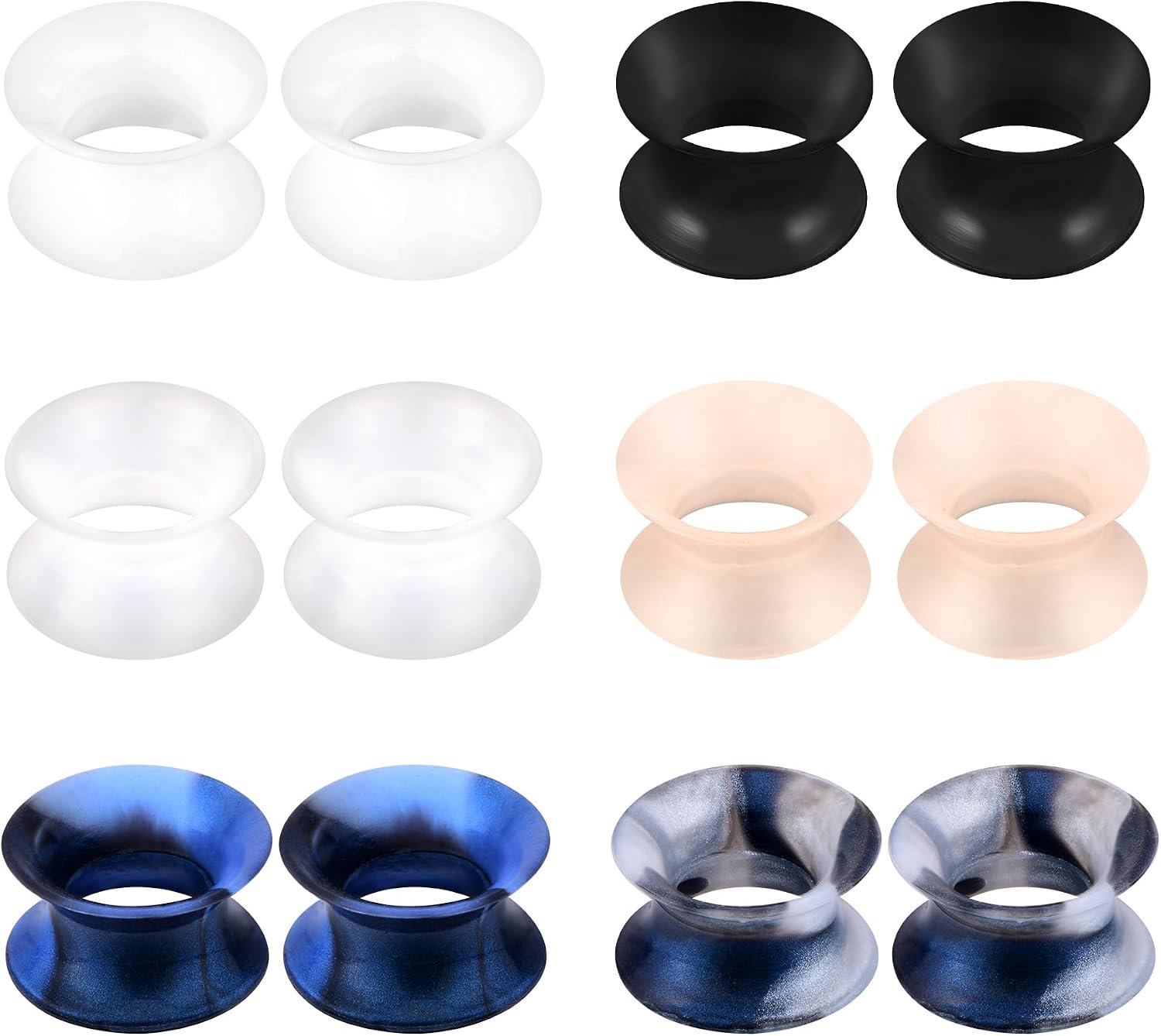 Oorstretcher 8 10 12 mm - kleurrijke tunnels - siliconen - ideaal voor piercings - m-winkel