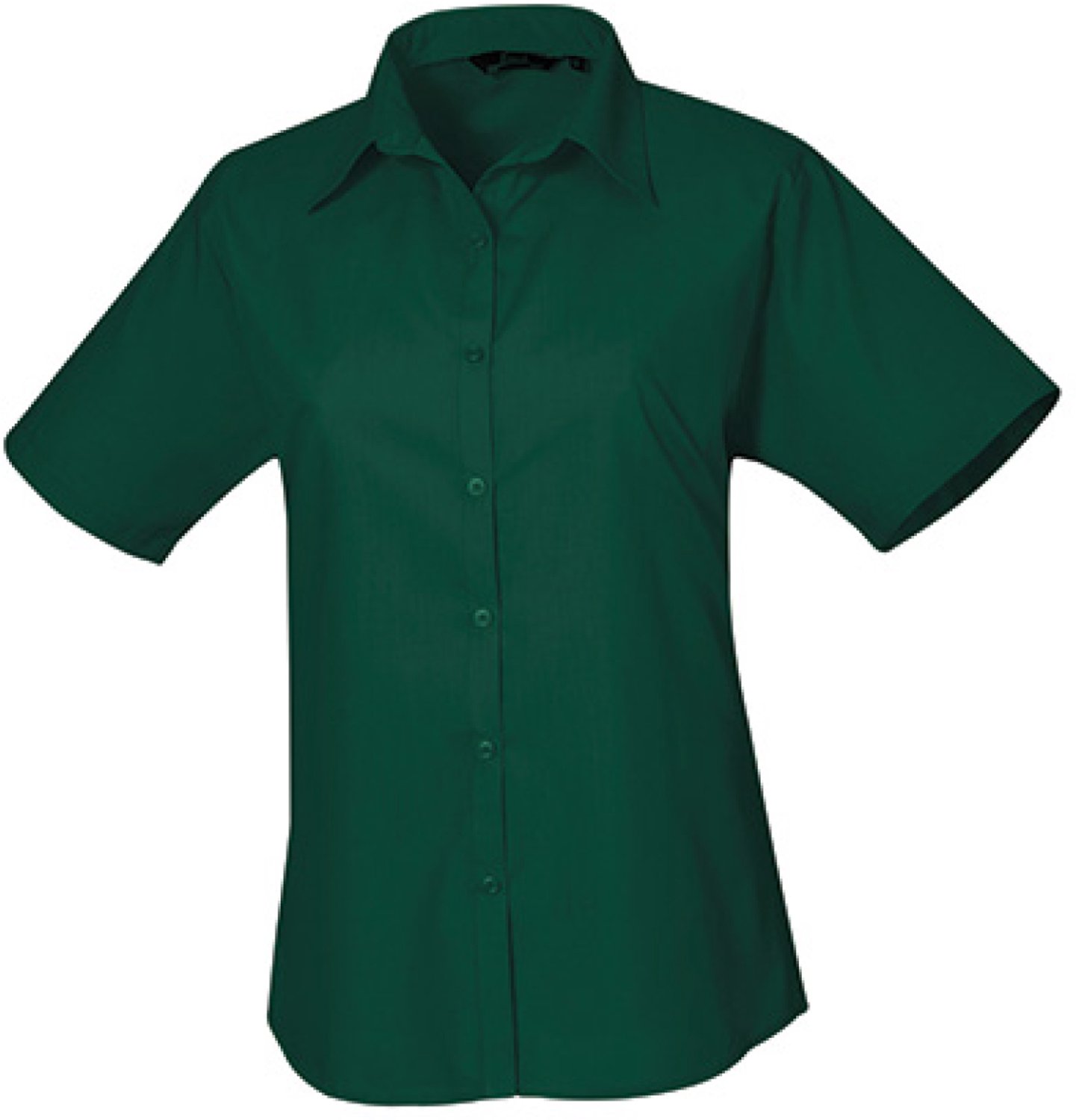 Premier Workwear - Women´s Poplin Short Sleeve Blouse - Bottle Green - 44 (XL/16)