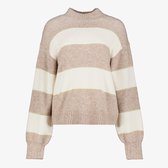 TwoDay gebreide dames trui met strepen beige wit - Maat S